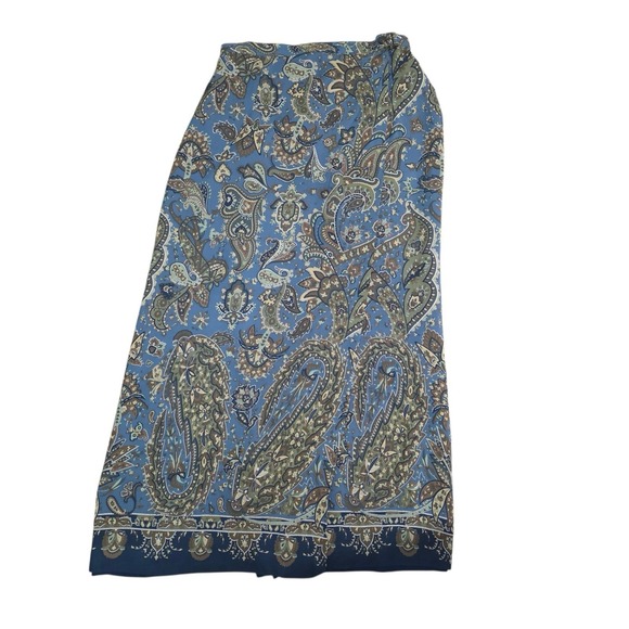 Vintage Harold's Paisley Maxi Skirt Blue Brown Rayon Size 6 Boho Modest USA - Picture 7 of 10